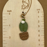 Joshua Tree - Barrel Cactus with White Flower Earrings: Handmade Polymer Clay
