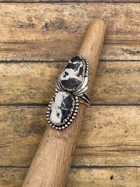Amy - White Buffalo Turquoise Double Gemstone Ring