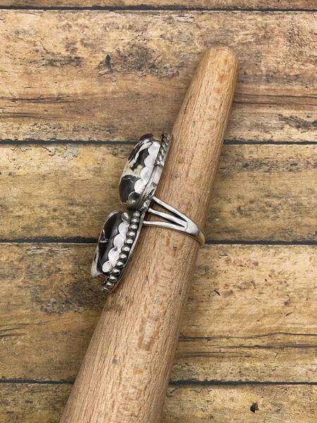 Amy - White Buffalo Turquoise Double Gemstone Ring
