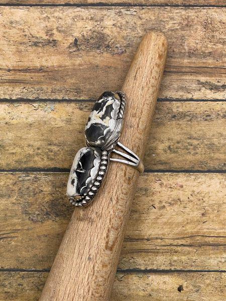 Amy - White Buffalo Turquoise Double Gemstone Ring