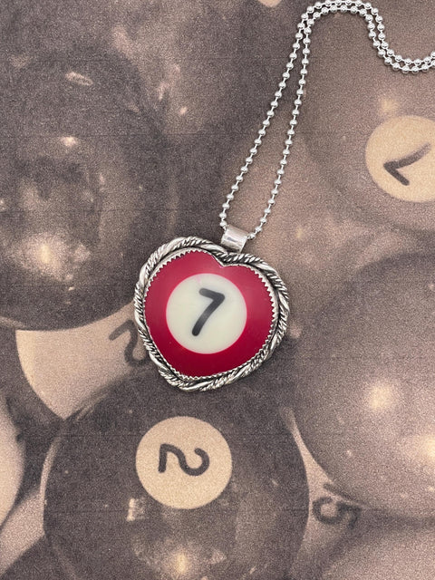 Sonic - Small Billiard Ball Lucky #7 Heart Pendant