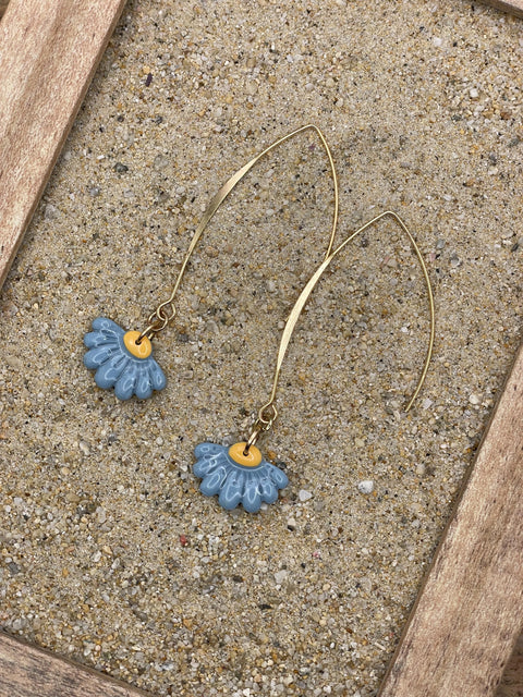 Spring Fling - Forget Me Not Blue Flower Earrings: Handmade Polymer Clay