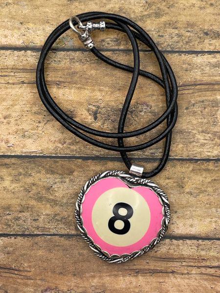 Scout - Unique Pink Billiard 8-Ball Heart Pendant Necklace