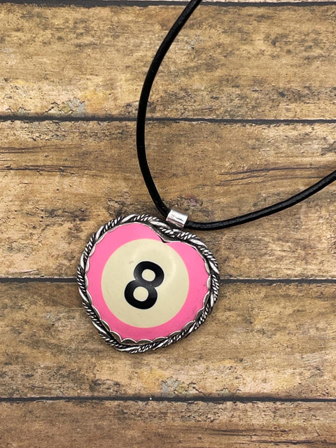 Scout - Unique Pink Billiard 8-Ball Heart Pendant Necklace