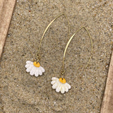 Spring Fling - White Daisy Flower Earrings: Handmade Polymer Clay