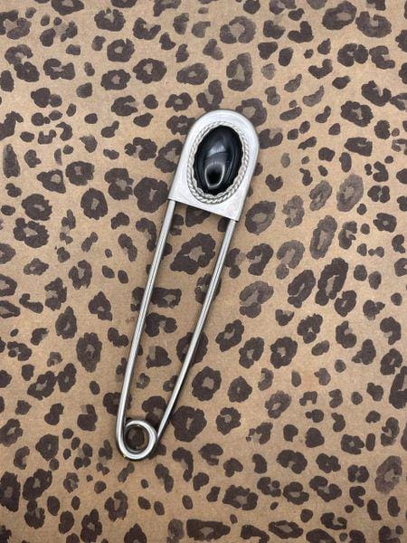 Drake - Jumbo Safety Pin Keychain with Black Onyx Gemstone