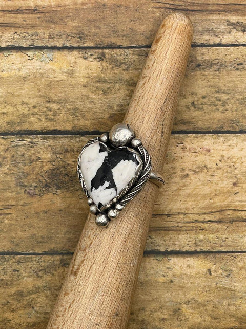 Ava - White Buffalo Turquoise Heart Ring