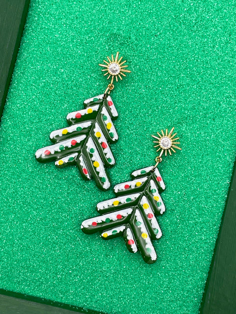 Snowy Christmas Tree Earrings