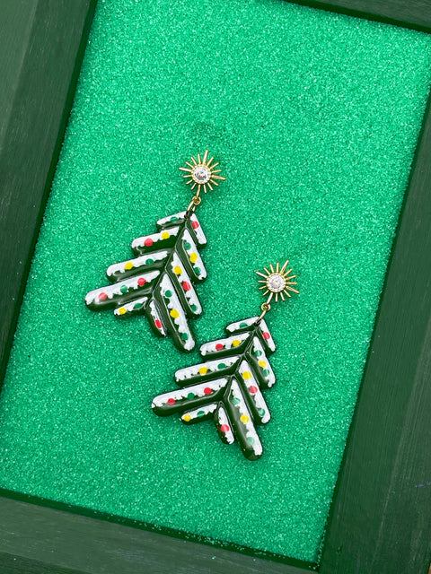 Snowy Christmas Tree Earrings