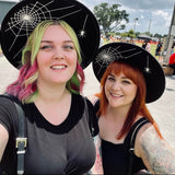 Vegan Felt Hat - XL Brim - Hanging Spider Web