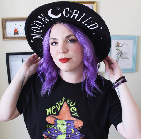 Vegan Felt Hat - XL Brim - Moon Child
