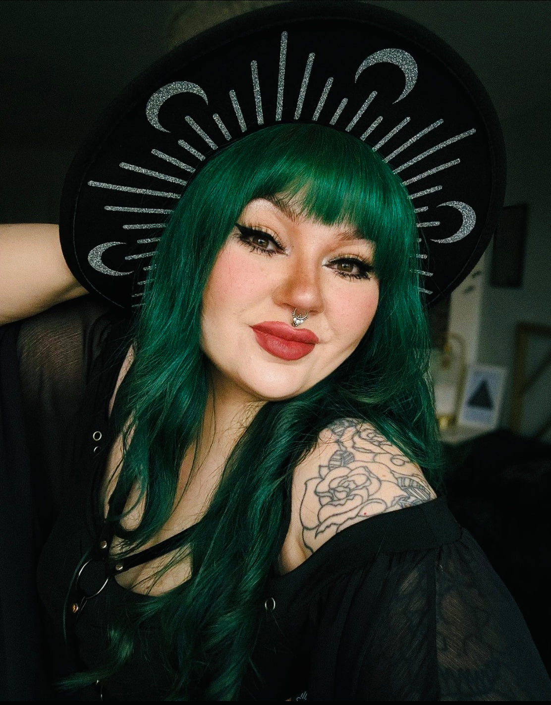 Vegan Felt Hat - XL Brim - Glitter Moon Burst