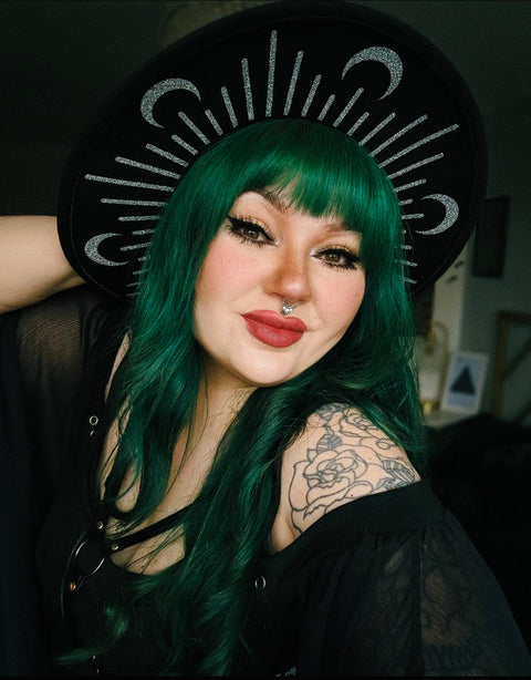 Vegan Felt Hat - XL Brim - Glitter Moon Burst