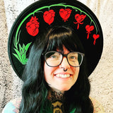 Vegan Felt Hat - XL Brim - Bleeding Hearts Floral