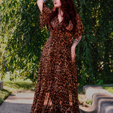 Lydia Wrap Dress in Leopard Mesh