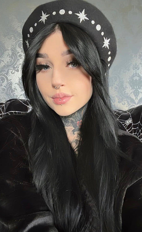 Vegan Felt Beret - Silver Glitter - Starburst