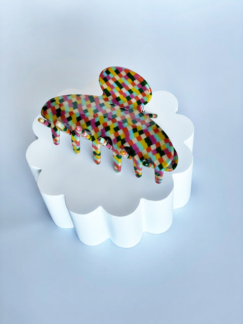 Fall Checkered Claw Hair Clip