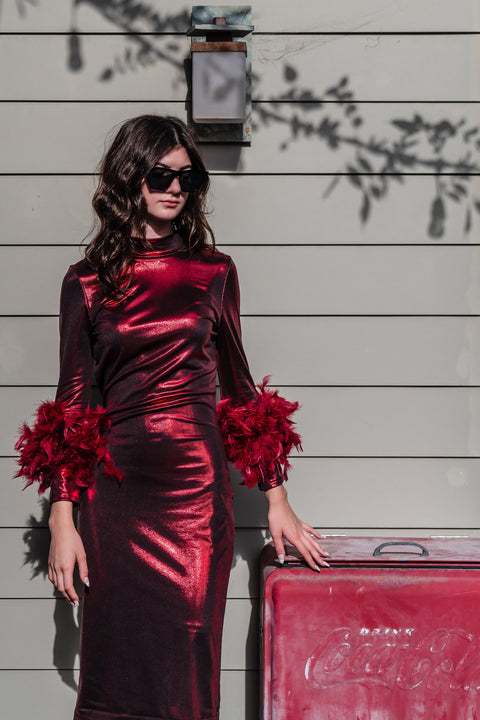 Julianne Dress in Electric Cherry