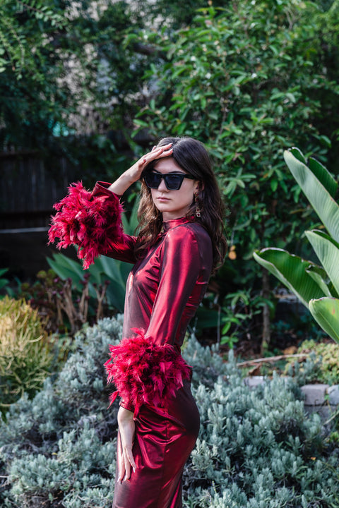 Julianne Dress in Electric Cherry