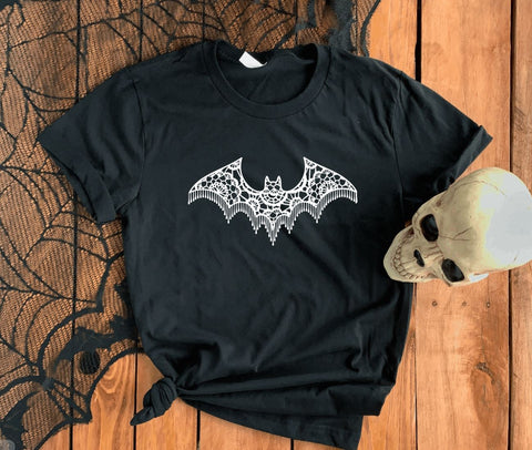 Lace Bat T-Shirt: Black