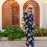 Marlene Wrap Dress in Lemon Orchid Blossom