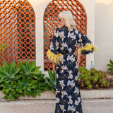 Marlene Wrap Dress in Lemon Orchid Blossom