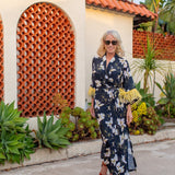 Marlene Wrap Dress in Lemon Orchid Blossom