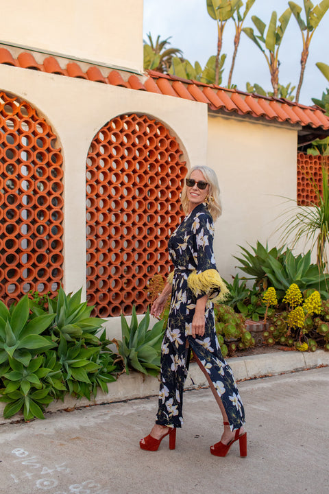 Marlene Wrap Dress in Lemon Orchid Blossom