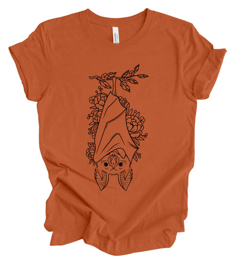 Floral Bat T-Shirt: Pumpkin