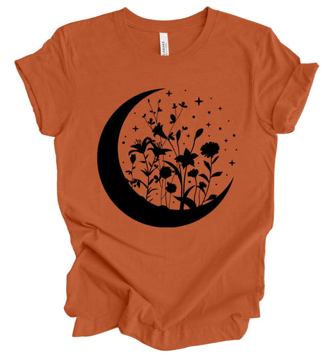 Floral Moon T-Shirt: Pumpkin
