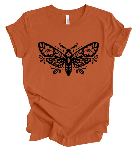 Floral Moth T-Shirt: Pumpkin