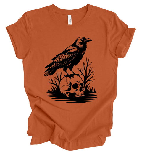 Raven Skull T-Shirt: Pumpkin