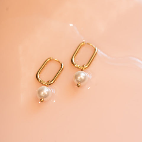 Natural Pearl Huggie Hoop Charms