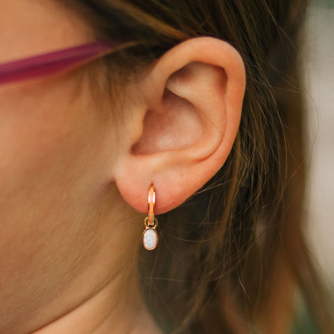 Opal Huggie Hoop Charms