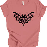 Floral Bat Silhouette T-Shirt: Dusty Rose