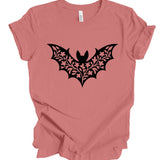 Floral Bat Silhouette T-Shirt: Dusty Rose