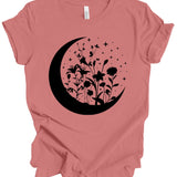 Floral Moon T-Shirt: Dusty Rose