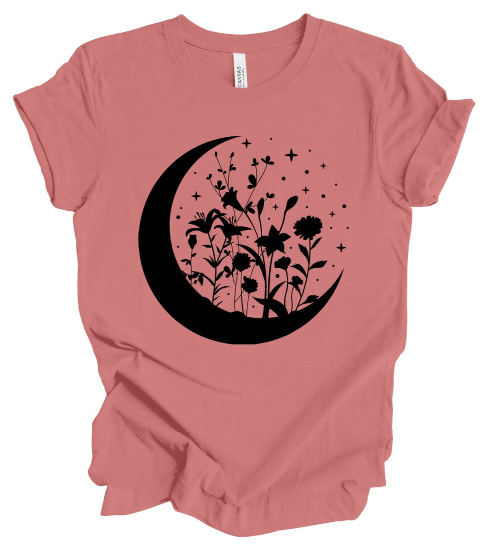 Floral Moon T-Shirt: Dusty Rose
