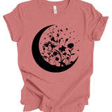 Floral Moon T-Shirt: Dusty Rose