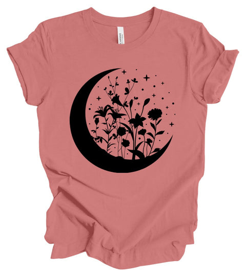 Floral Moon T-Shirt: Dusty Rose