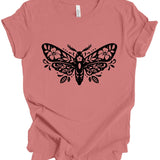 Floral Moth T-Shirt: Dusty Rose
