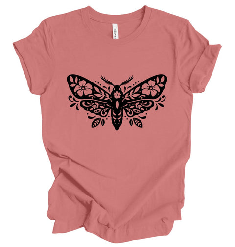 Floral Moth T-Shirt: Dusty Rose