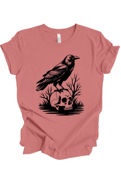 Raven Skull T-Shirt: Dusty Rose