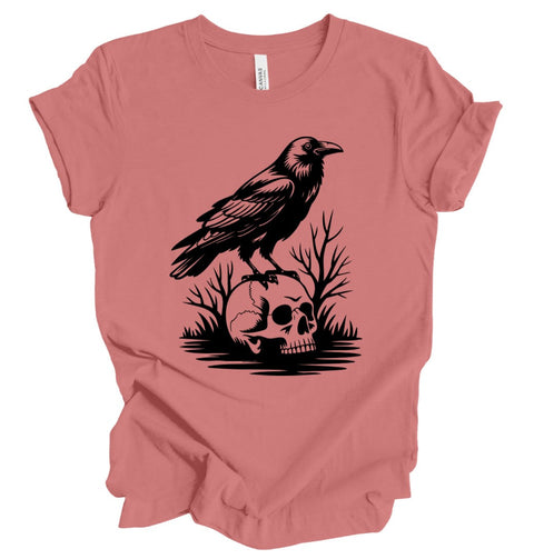 Raven Skull T-Shirt: Dusty Rose