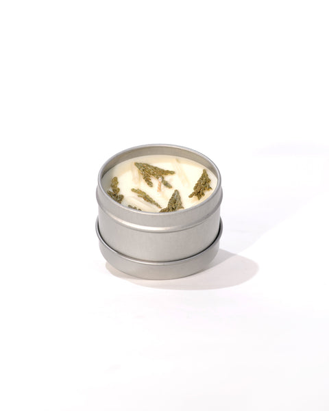 Palo Santo Cedar Ritual Candle with Quartz and Herbs