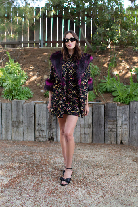 Penelope Swing Coat in Berry Boucle