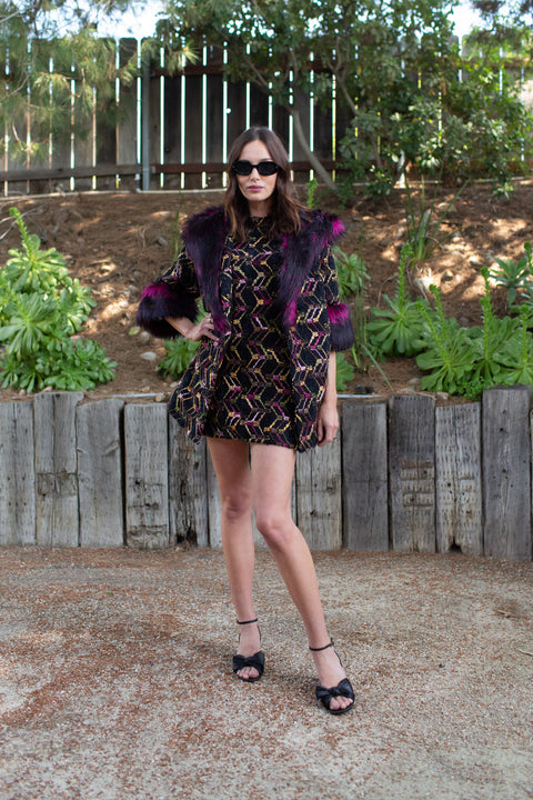 Penelope Swing Coat in Berry Boucle