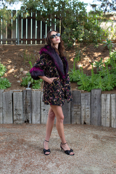 Penelope Swing Coat in Berry Boucle