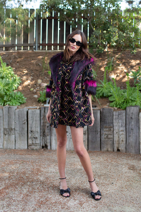 Penelope Swing Coat in Berry Boucle