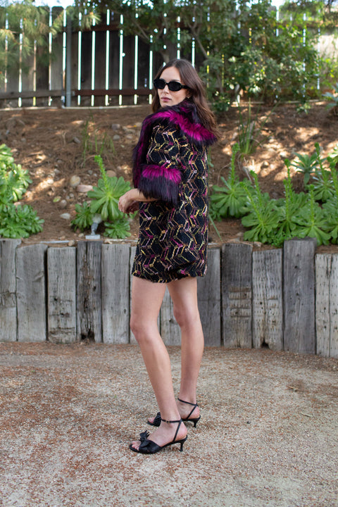 Penelope Swing Coat in Berry Boucle